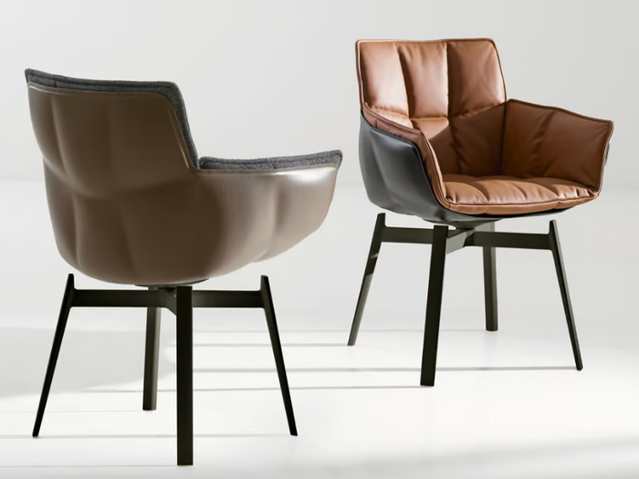 HUSK - Leather chair with armrests _ B&B Italia